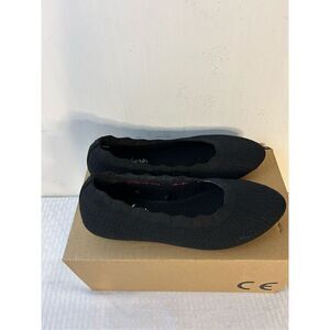 Skechers 7.5 stretch flats black air cooled memory foam #158343